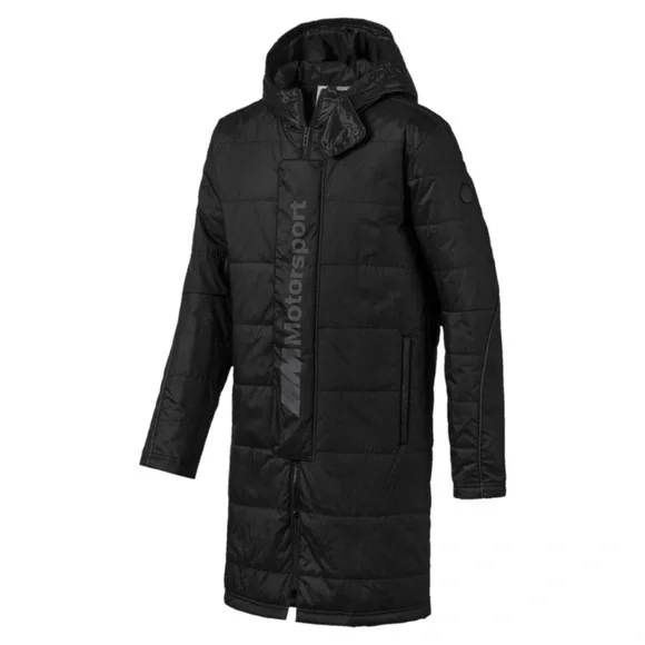 Puma x BMW Motorsport Puffer Long Parka Jacket Black - Picture 5 of 10